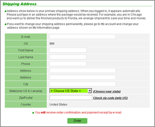 Shipping Address for your order