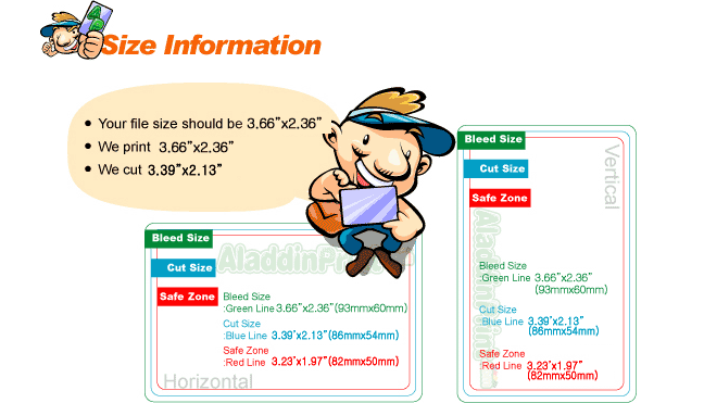 A card order size Information