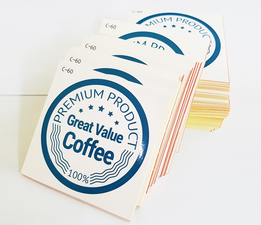 Round Thank you stickers for small or large business logo 100 x 35mm 